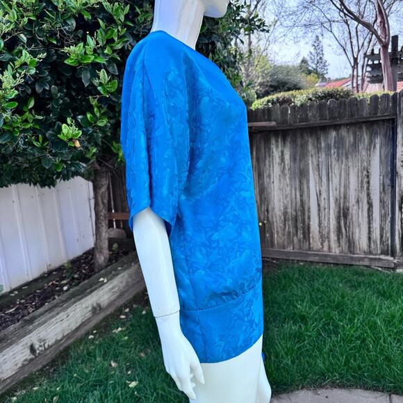 Vintage Teddi of California Blue Blouse w/ Side Tie USA Women's Oversized Small - Picture 6 of 12